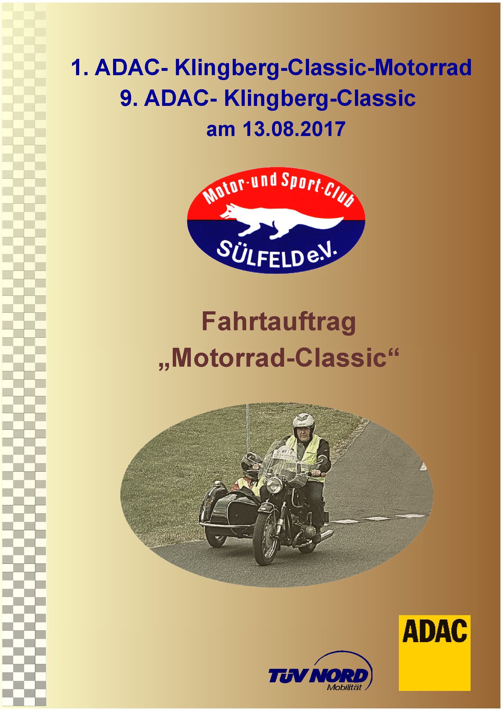 Fahrtauftrag 1.ADAC-Klingberg-CLassic-Motorrad