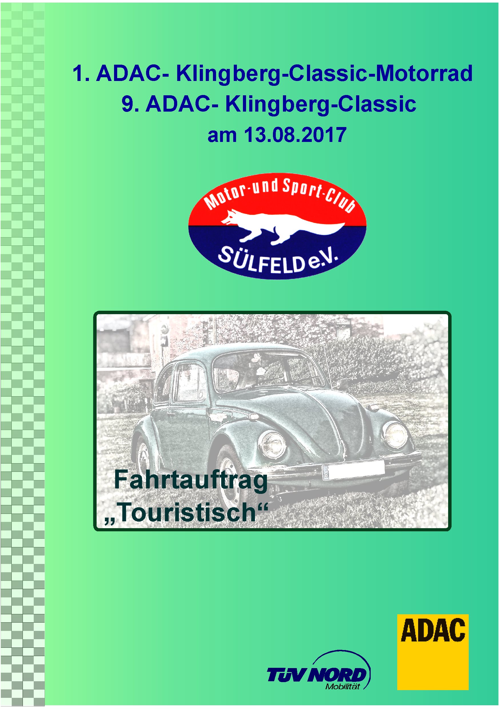 Touristischer Fahrtauftrag 9. ADAC-Klingberg-CLassic